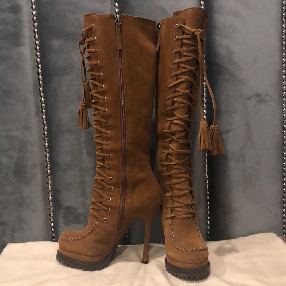Tan Platform Moccasin Boots